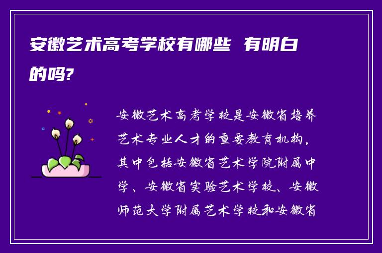 安徽艺术高考学校有哪些 有明白的吗?