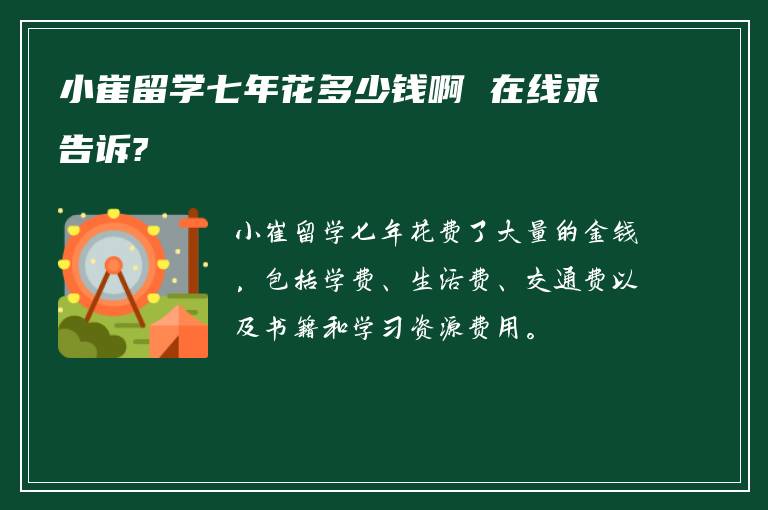 小崔留学七年花多少钱啊 在线求告诉?