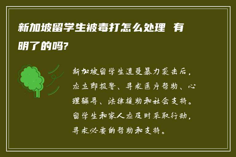 新加坡留学生被毒打怎么处理 有明了的吗?